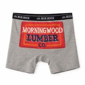 Little Blue House Gray Boxer Briefs with Red Graphic